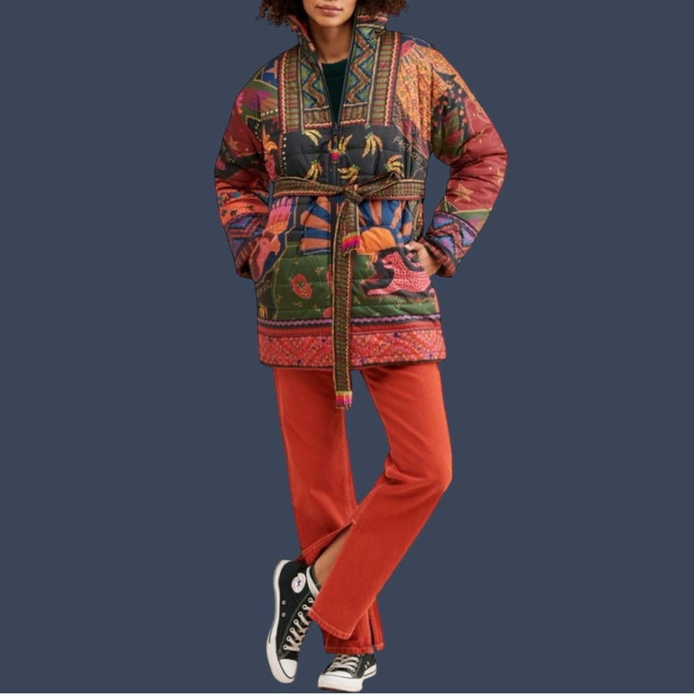 NWT FARM RIO Crazy Mix Reversible Puffer Jacket L - Picture 2 of 13